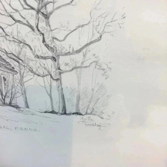 Vintage Historic Witness tree at Donegal Church framed sketch - Picture 3 of 5